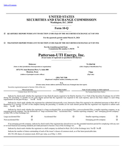 Thumbnail Patterson-UTI Energy Quarterly Report 2024-q1