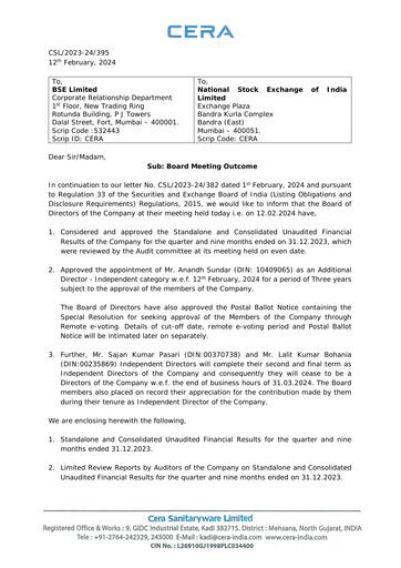 Vorschaubild Cera Sanitaryware Quartalsbericht 2023-q3