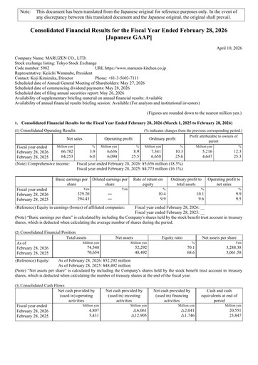 Thumbnail Maruzen Financial Report 2025-2026