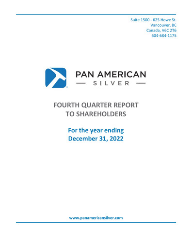 Thumbnail Pan American Silver
 Financial Statement 2022
