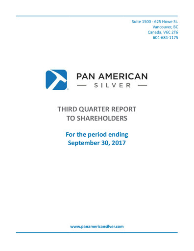 Thumbnail Pan American Silver
 Quarterly Report 2017-q3