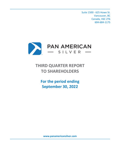 Thumbnail Pan American Silver
 Quarterly Report 2022-q3