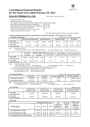 Thumbnail 7-Eleven Financial Statement 2011