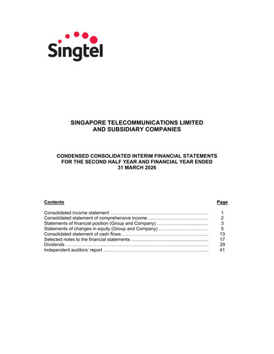 Thumbnail Singtel Financial Statement 2026