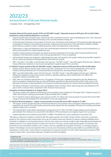 Thumbnail Coloplast Financial Report 2022-2023