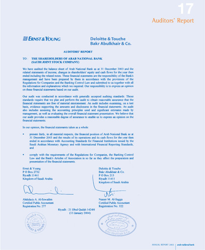 Thumbnail Arab National Bank Financial Statement 2003