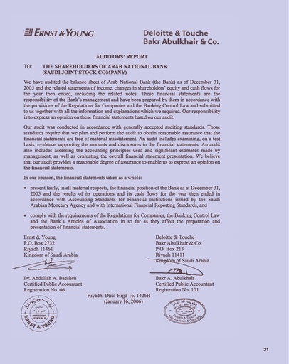 Thumbnail Arab National Bank Financial Statement 2005