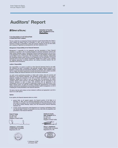 Thumbnail Arab National Bank Financial Statement 2007