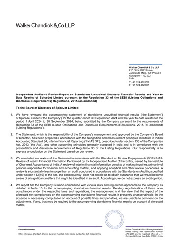 Thumbnail SpiceJet
 Quarterly Report 2024-q2