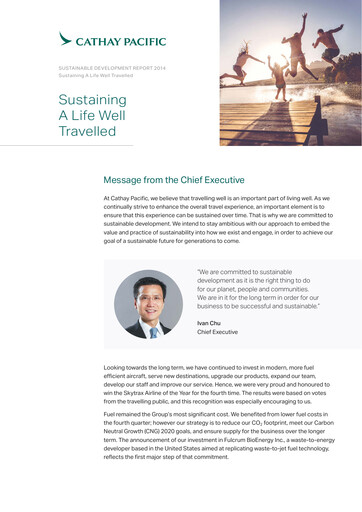 Miniature Cathay Pacific
 Rapport de durabilité 2014