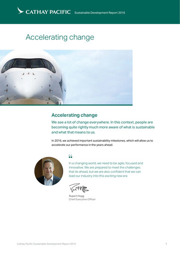 Miniature Cathay Pacific
 Rapport de durabilité 2016