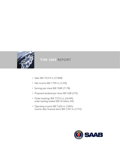 Thumbnail SAAB AB Annual Report 2005
