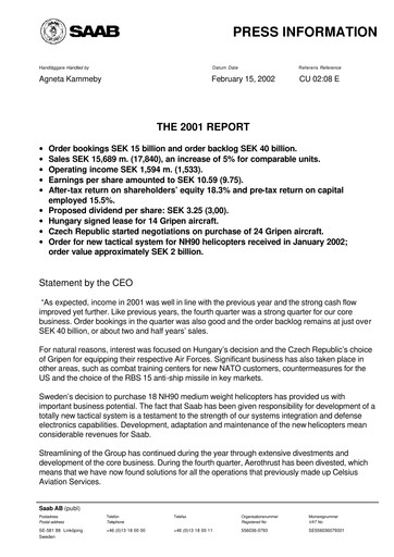 Thumbnail SAAB AB Financial Report 2001