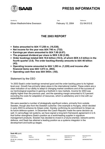 Thumbnail SAAB AB Financial Report 2003