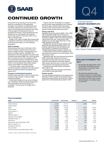 Thumbnail SAAB AB Financial Report 2016