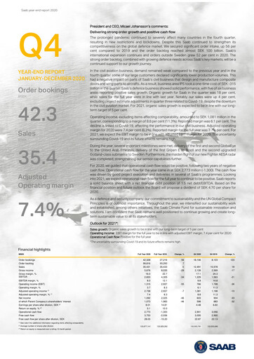 Thumbnail SAAB AB Financial Report 2020