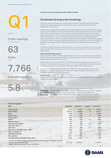 Thumbnail SAAB AB Quarterly Report 2018-q1