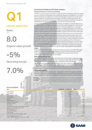 Thumbnail SAAB AB Quarterly Report 2020-q1