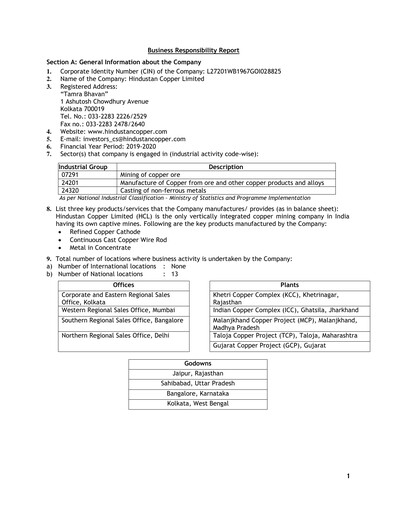 Thumbnail Hindustan Copper
 ESG Report 2019-2020