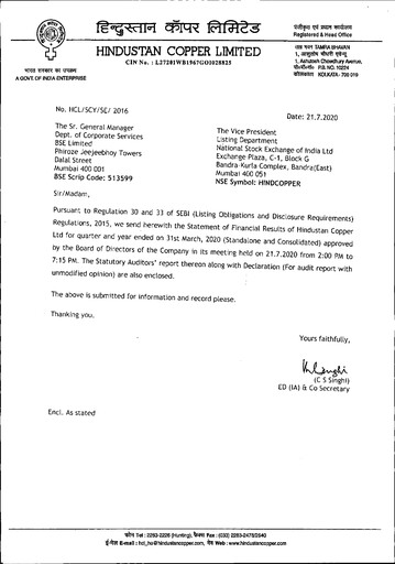 Thumbnail Hindustan Copper
 Financial Statement 2019-2020