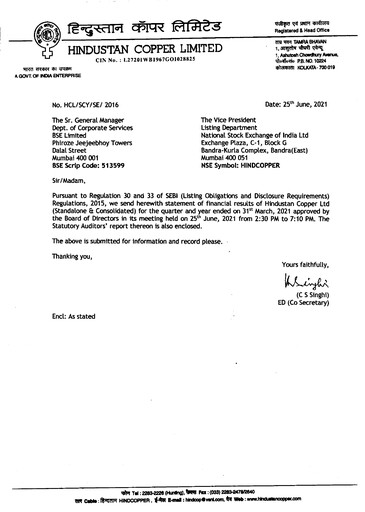 Thumbnail Hindustan Copper
 Financial Statement 2020-2021