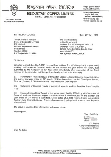 Thumbnail Hindustan Copper
 Financial Statement 2022-2023