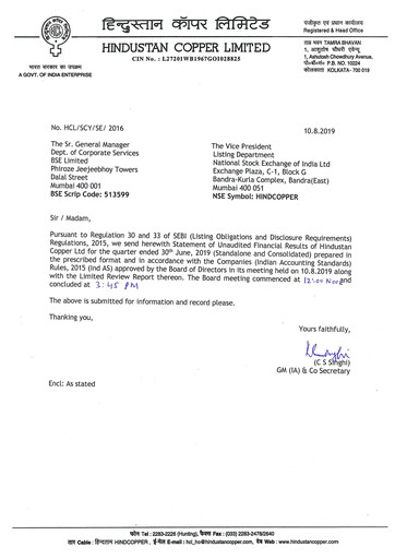 Thumbnail Hindustan Copper
 Quarterly Report 2019-q1