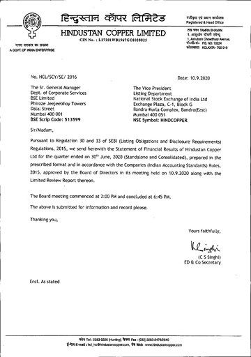 Thumbnail Hindustan Copper
 Quarterly Report 2020-q1