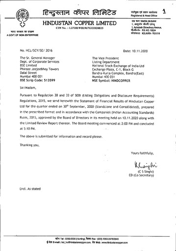 Thumbnail Hindustan Copper
 Quarterly Report 2020-q2
