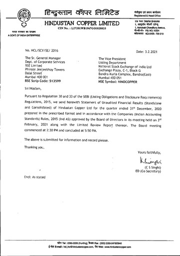 Thumbnail Hindustan Copper
 Quarterly Report 2020-q3