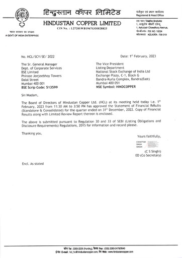 Thumbnail Hindustan Copper
 Quarterly Report 2022-q3