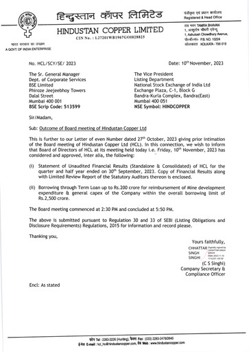 Thumbnail Hindustan Copper
 Quarterly Report 2023-q2