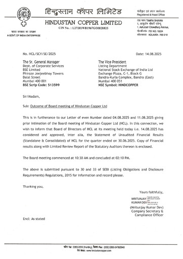 Thumbnail Hindustan Copper
 Quarterly Report 2025-q1