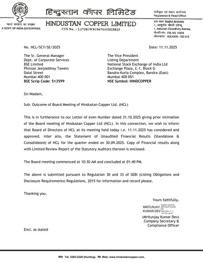 Thumbnail Hindustan Copper
 Quarterly Report 2025-q2