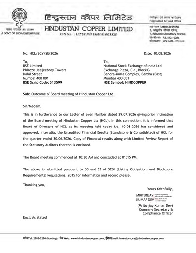 Thumbnail Hindustan Copper
 Quarterly Report 2026-q1