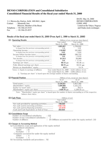 Vorschaubild Denso Finanzmitteilung 1999