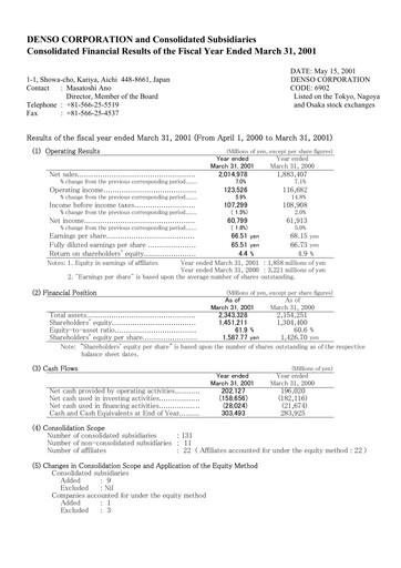 Vorschaubild Denso Finanzmitteilung 2000