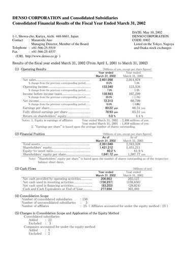 Vorschaubild Denso Finanzmitteilung 2001