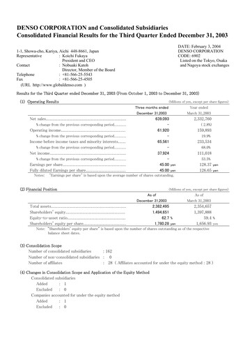 Vorschaubild Denso Finanzmitteilung 2003-9m