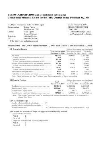 Vorschaubild Denso Finanzmitteilung 2004-9m