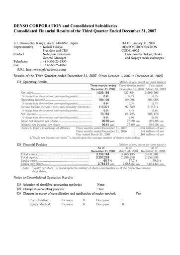 Vorschaubild Denso Finanzmitteilung 2007-9m
