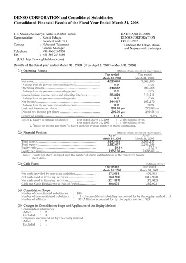Vorschaubild Denso Finanzmitteilung 2007
