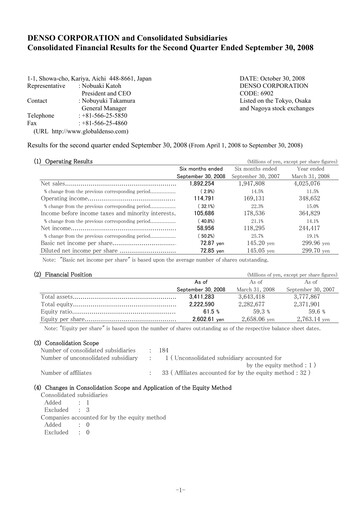 Vorschaubild Denso Finanzmitteilung 2008-h1