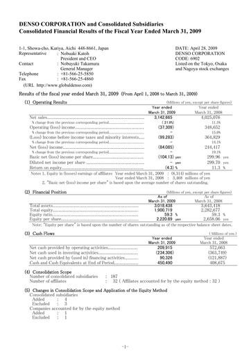 Vorschaubild Denso Finanzmitteilung 2008