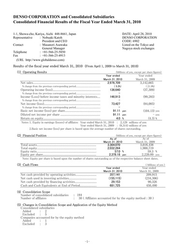 Vorschaubild Denso Finanzmitteilung 2009