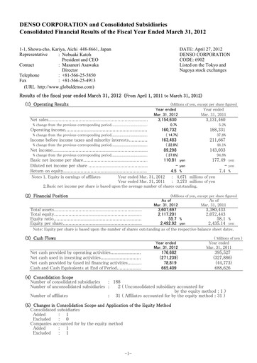 Vorschaubild Denso Finanzmitteilung 2011