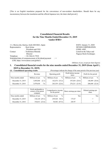 Vorschaubild Denso Finanzmitteilung 2019-9m
