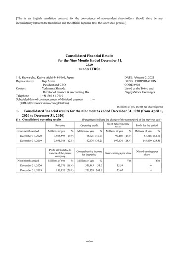 Vorschaubild Denso Finanzmitteilung 2020-9m