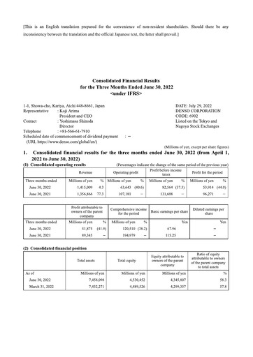 Vorschaubild Denso Finanzmitteilung 2022-q1