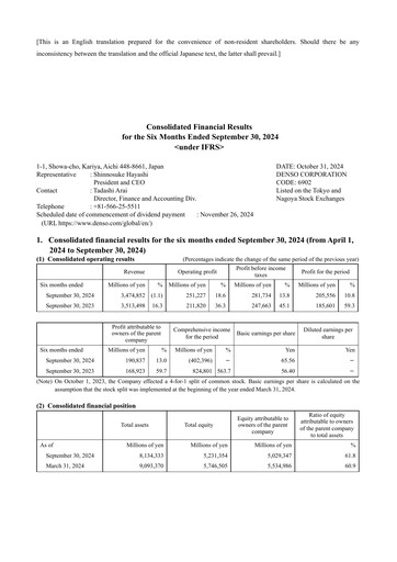 Thumbnail Denso Financial Statement 2024-h1